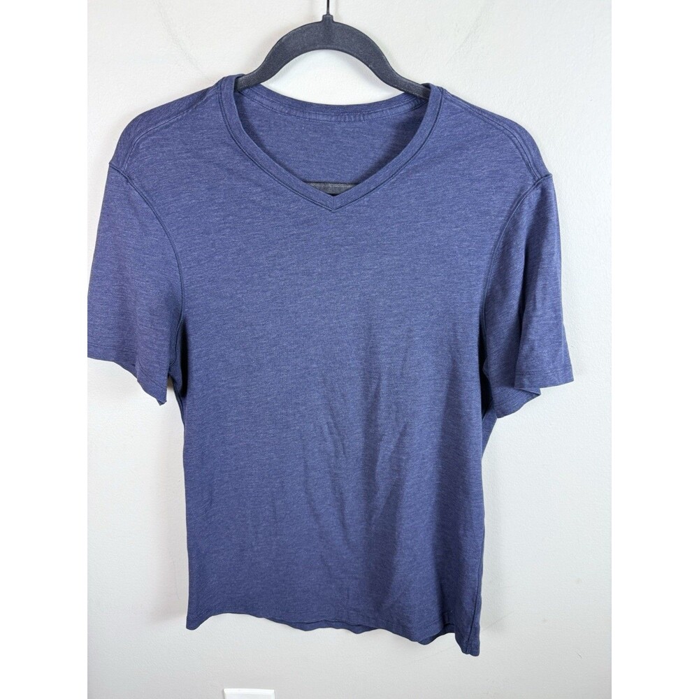 Lululemon V-Neck T-Shirt Mens Small Navy Blue Short Sleeve Athletic Gym